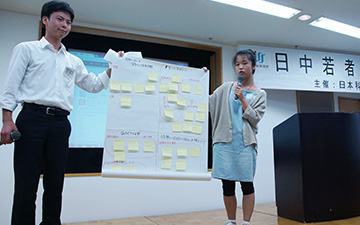 日中学生討論会発表の様子（2013年）